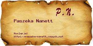 Paszeka Nanett névjegykártya